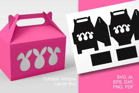 3 Easter Bunnies Gable Box: 3D SVG Gift Boxes
