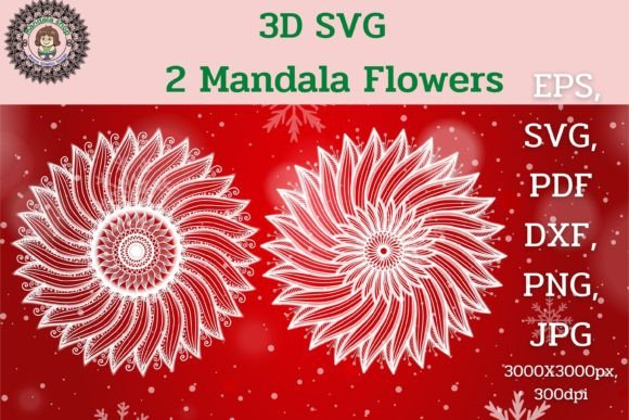 3D SVG Mandala Flowers for Shadow Boxes