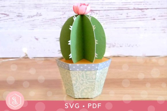 Cactus Favour Box 3D SVG for Paper Flowers & Blogs