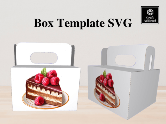 Chocolate Cake Slice SVG Template Box: 3D SVG Shapes