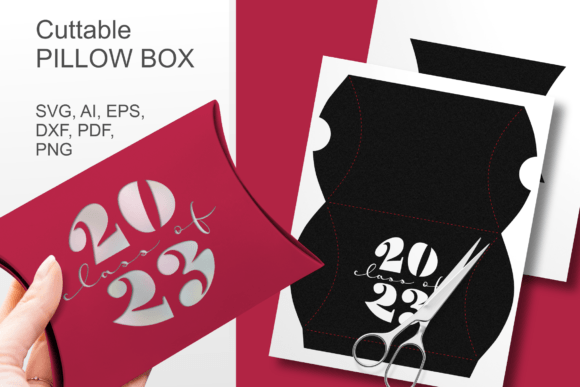 Class of 2023 Pillow Box Template SVG: 3D SVG Gift Boxes