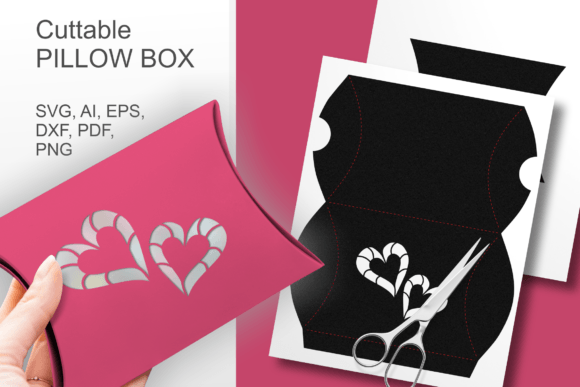 Couple of Hearts Pillow Favor Box: 3D SVG Gift Boxes