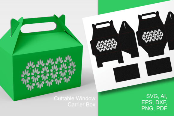 Flower Holes Gable Box Template: 3D SVG for Gift Boxes
