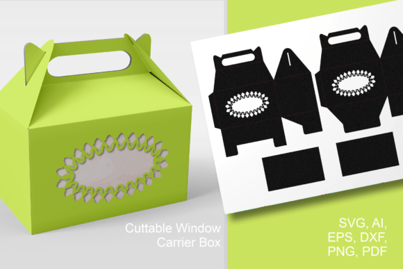 Leafy Oval Window Gable Box Template: 3D SVG Shapes