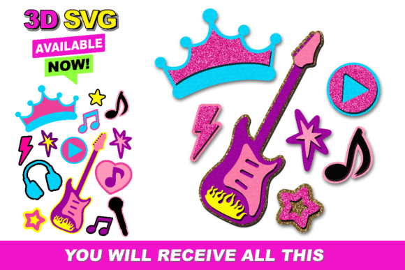 Rock Star Girls: 3D SVG Shapes for Bold Blog Graphics