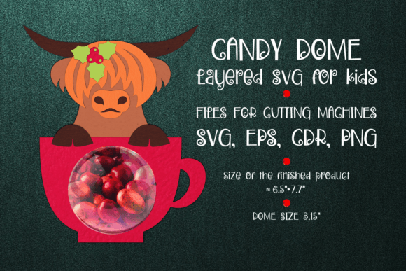 Scottish Highland Cow in Cup Candy Dome: 3D SVG Shapes