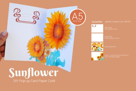 Sunflower Popup Card: 3D SVG & Shapes
