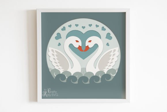 Swan Love Shadow Box SVG for Laser Cutting