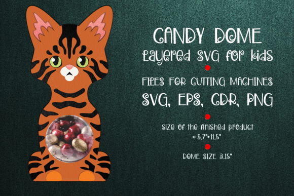 Toyger Cat Candy Dome: A 3D SVG Shape for Crafters