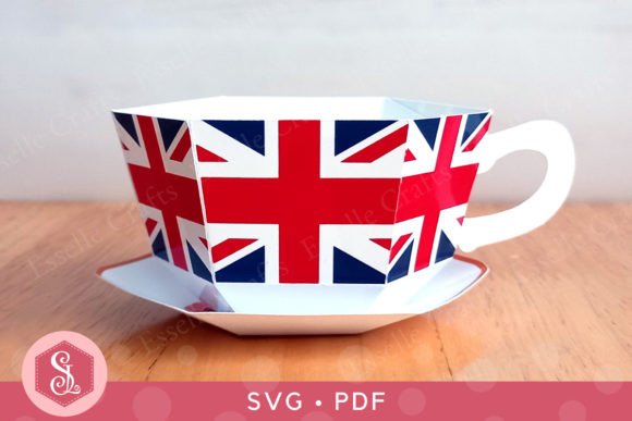 Union Flag Teacup 3D SVG Shapes for Blog Design