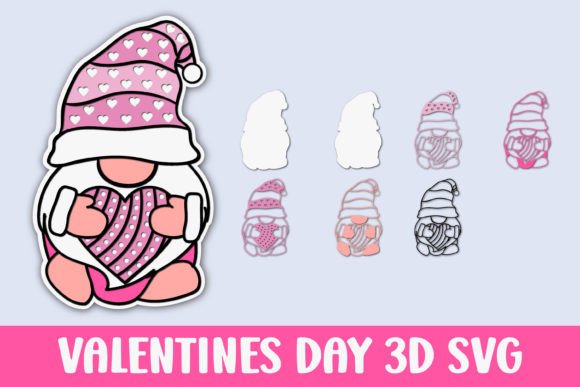 Valentine s Day Gnome 6: A 3D SVG Shape for Sellers